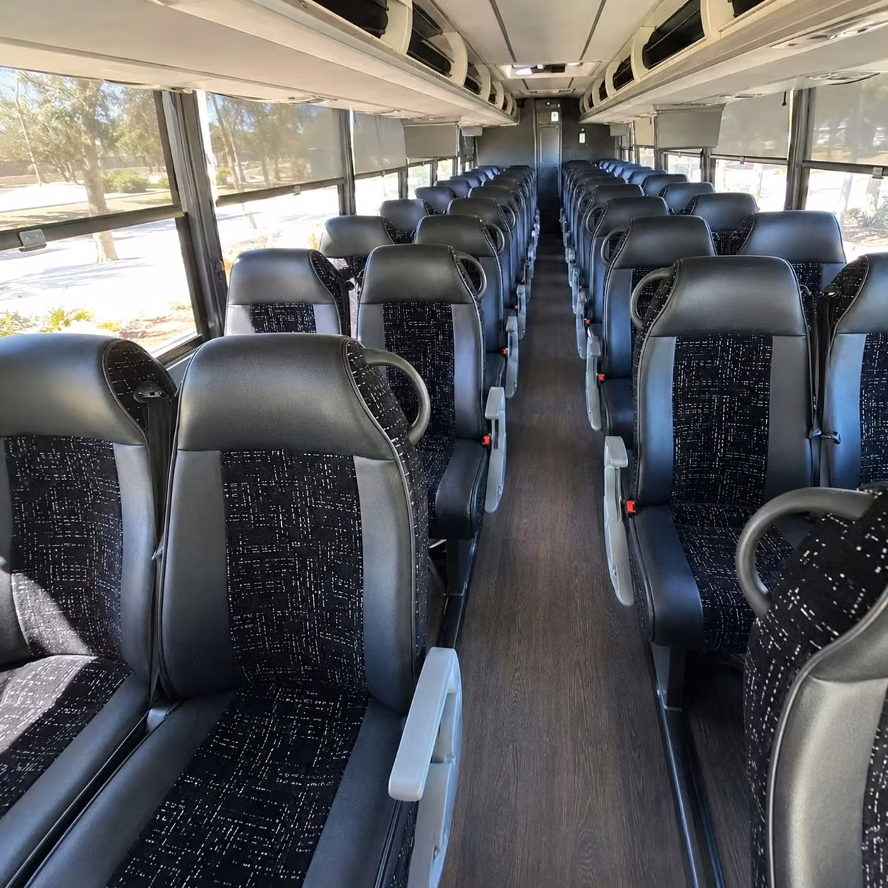 56 passenger charter bus inside